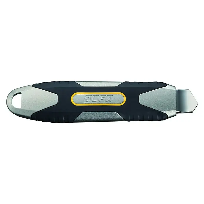 Olfa Cuttermesser MXP-AL - Klingenbreite: 18 mm, Abbrechklinge - Nahaufnahme eines OLFA-Messers mit feststehender Klinge, ideal für präzise Schneidarbeiten, mit robuster, ergonomischer Bauweise.