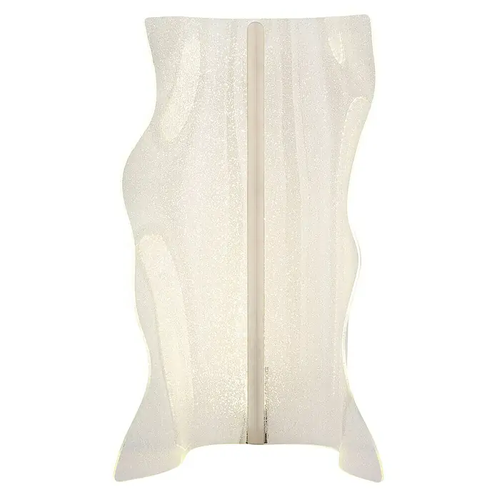 Globo Saque LED-Tischleuchte - L x B x H: 25 x 33,5 x 60 cm, Nickel matt, Klar, Warmweiß - Elegante Tischleuchte mit weißem, wellenförmigem Schirm und zentralem Stabdesign, die ein sanftes, diffuses Licht erzeugt.