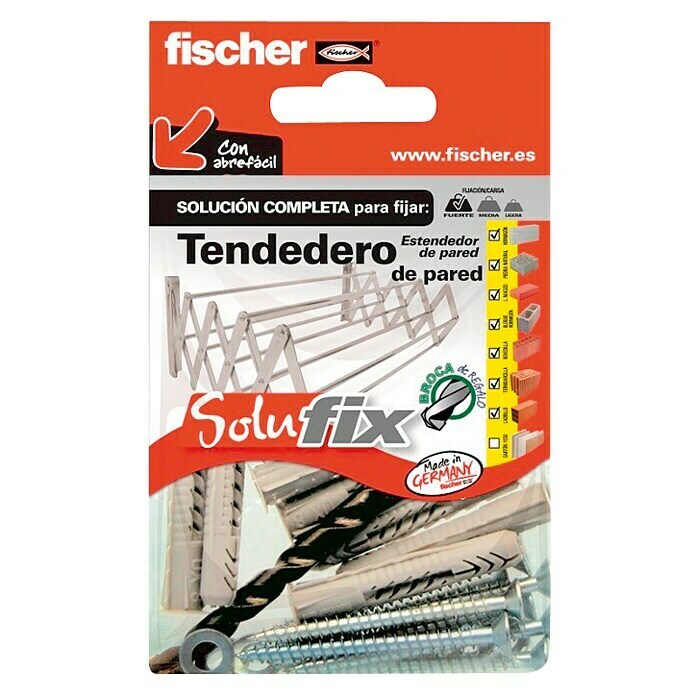 Fischer Solufix Surtido de tacos y tornillos para tendederos de pared (13 piezas)