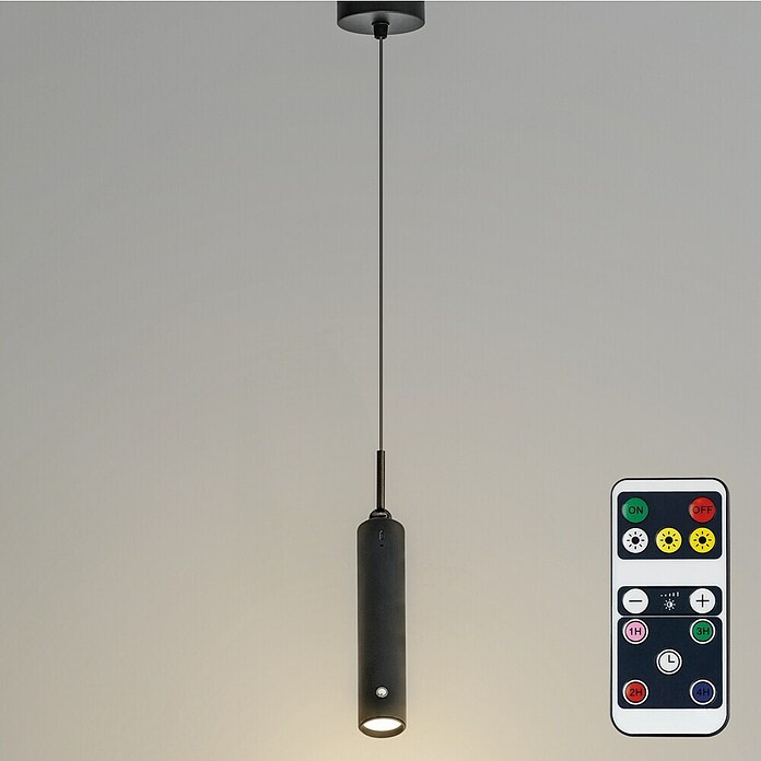 Akku-Pendelleuchte mit Akku ausziehbar 37 - 163 cm (7,5 cm, Schwarz, Warmweiß) | BAUHAUS