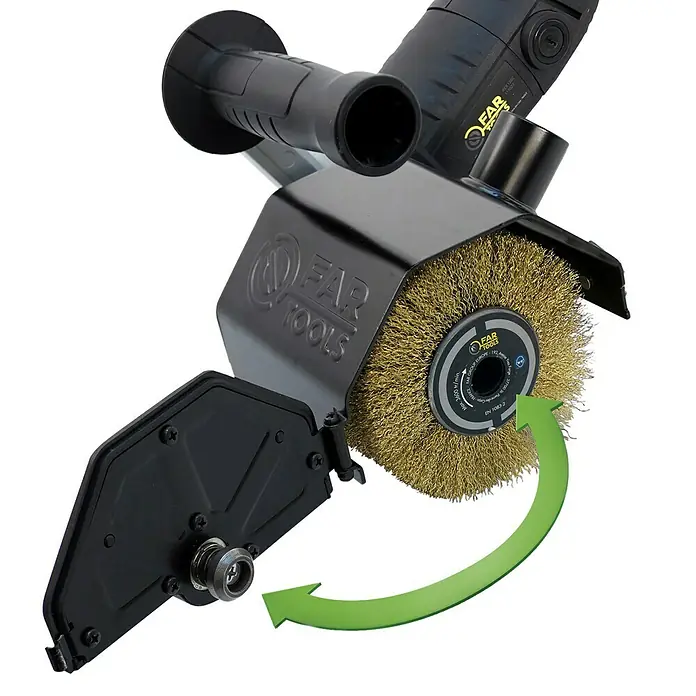 Fartools Lijadora multifunción eléctrica  REX 120C - 1.300 W, Número de oscilaciones marcha en vacío: 900 r.p.m. - 3.200 r.p.m. - El removedor de óxido FAR Tools con cepillo de alambre y protector es ideal para eliminar el óxido y la pintura de forma rápida y completa.