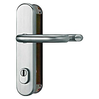 Abus Schutzbeschlag HLZS814 (Hauseingangstür, Edelstahl, Türstärke: 52 mm - 72 mm, Drücker beidseitig, Form Schild: Abgerundet)