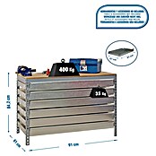 Simonrack Simonwork Werkbank (L x H: 61 x 84,2 cm, Breite: 91 cm, Traglast: 600 kg, Grau)