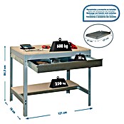 Simonrack Simonwork Werkbank (L x H: 76 x 84,2 cm, Breite: 121 cm, Traglast: 600 kg, Grau)