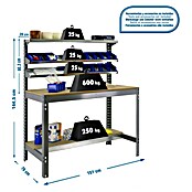 Simonrack Simonwork Werkbank (L x H: 76 x 144,5 cm, Breite: 151 cm, Traglast: 600 kg, Grau)