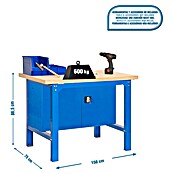 Simonrack Simonwork Werkbank (L x H: 76 x 86,5 cm, Breite: 150 cm, Traglast: 800 kg, Blau)