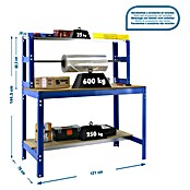 Simonrack Simonwork Werkbank (L x H: 76 x 144,5 cm, Breite: 121 cm, Traglast: 600 kg, Blau)