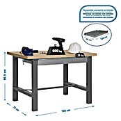 Simonrack Simonwork Banco de trabajo BT6 Box Madera (L x Al: 75 x 86,5 cm, Ancho: 150 cm, Capacidad de carga: 800 kg, Gris)
