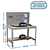 Simonrack Simonwork Werkbank (L x H: 61 x 144,5 cm, Breite: 151 cm, Traglast: 600 kg, Grau)