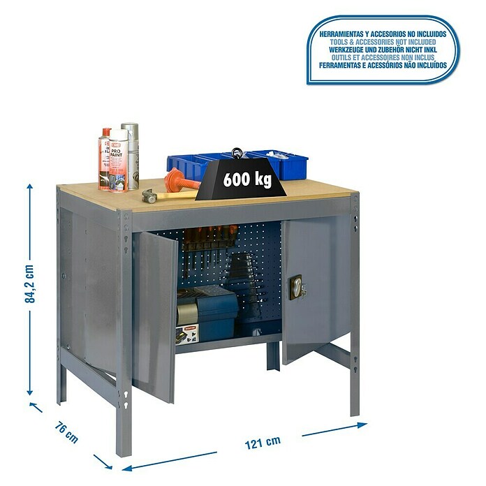 Simonrack Simonwork Werkbank (L x H: 76 x 84,2 cm, Breite: 120 cm, Traglast: 600 kg, Grau)