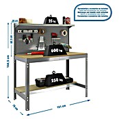 Simonrack Simonwork Werkbank (L x H: 61 x 144,5 cm, Breite: 151 cm, Traglast: 600 kg, Grau)