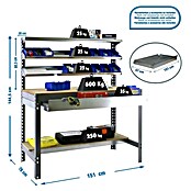 Simonrack Simonwork Werkbank (L x H: 76 x 144,5 cm, Breite: 151 cm, Traglast: 600 kg, Grau)