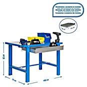 Simonrack Simonwork Banco de trabajo BT6 Metalic Box (L x Al: 73 x 83 cm, Ancho: 180 cm, Capacidad de carga: 800 kg, Azul)