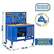 Simonrack Simonwork Banco de trabajo BT2 Locker Mobile (L x Al: 61 x 144,5 cm, Ancho: 121 cm, Capacidad de carga: 280 kg, Azul)