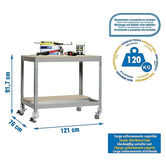 Simonrack Simonwork Werkbank (L x H: 95,7 x 76 cm, Breite: 150 cm, Traglast: 280 kg, Grau)