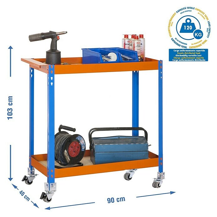 Simonrack Simonwork Werkstattrollwagen (L x B x H: 40 x 90 x 103 cm, Metall, Blau)