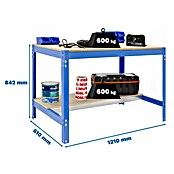 Simonrack Simonwork Banco de trabajo BT0 (L x An: 61 x 121 cm, Altura de trabajo: 84,2 cm, Carga soportada: 850 kg, Azul) | BAUHAUS