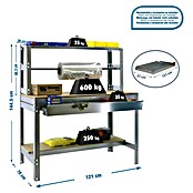 Simonrack Simonwork Werkbank BT4 Box 1200 (L x B: 76 x 121 cm, Arbeitshöhe: 144,5 cm, Belastbarkeit: 875 kg, Silber) | BAUHAUS