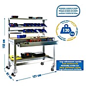 Simonrack Simonwork Werkbank MOBILE BT1 BOX (L x B: 61 x 121 cm, Arbeitshöhe: 152 cm, Belastbarkeit: 120 kg, Silber) | BAUHAUS