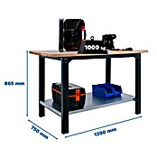 Simonrack Simonwork Werkbank BT6 PRO 1200 (L x B: 75 x 120 cm, Arbeitshöhe: 86,5 cm, Belastbarkeit: 1 300 kg, Schwarz/Holz) | BAUHAUS