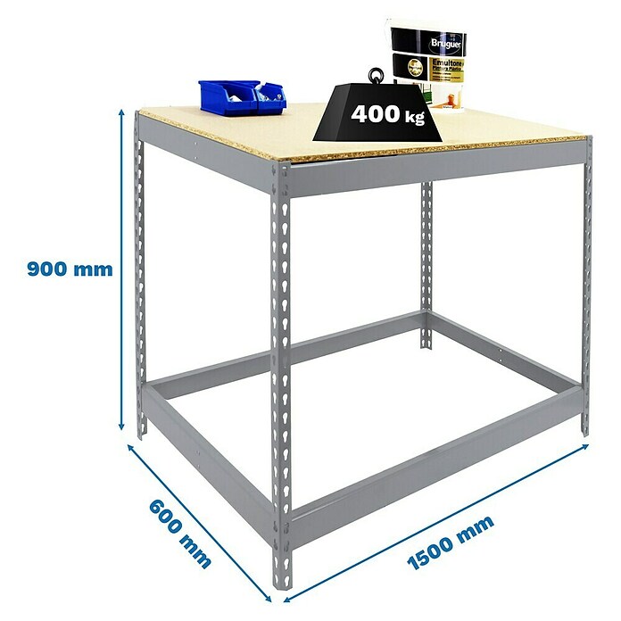 Simonrack Simonwork Werkbank Basic 1 (L x B x H: 60 x 150 x 90 cm, Traglast: 400 kg, Silber) | BAUHAUS