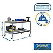 Simonrack Simonwork Banco de trabajo BT0 Mobile (L x An: 76 x 121 cm, Altura de trabajo: 91,7 cm, Carga soportada: 120 kg, Galvanizado) | BAUHAUS