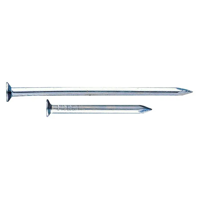 Index Clavo con cabeza plana PACP25040 - Ø x L: 2,5 x 40 mm, 500 ud., Acero - Dos clavos de acero brillante de diferentes tamaños, ideales para sujetar madera y otros materiales de forma segura.
