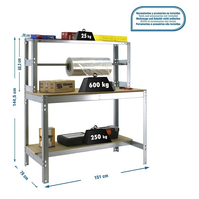 Simonrack Simonwork Werkbank BT4 1500 (L x B x H: 76 x 151 x 144,5 cm, Blau, Traglast: 875 kg) | BAUHAUS