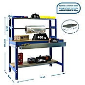 Simonrack Simonwork Werkbank (L x H: 76 x 144,5 cm, Breite: 91 cm, Traglast: 400 kg, Blau)