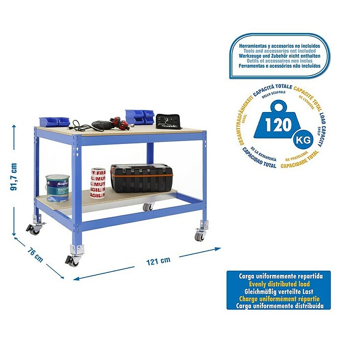 Simonrack Simonwork Werkbank (L x H: 76 x 95 cm, Breite: 120 cm, Traglast: 280 kg, Blau)