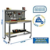 Simonrack Simonwork Banco de trabajo BT3 Mobile (L x An: 61 x 151 cm, Altura de trabajo: 155 cm, Carga soportada: 120 kg, Gris) | BAUHAUS