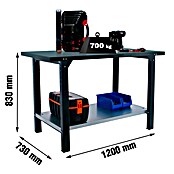 Simonrack Simonwork Werkbank BT6 PRO METAL 1200 (L x B: 73 x 120 cm, Arbeitshöhe: 83 cm, Belastbarkeit: 1 000 kg, Schwarz) | BAUHAUS