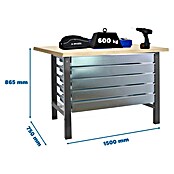 Simonrack Simonwork Werkbank BT6L MDF 5BOX 1500 (L x B: 75 x 150 cm, Arbeitshöhe: 86,5 cm, Belastbarkeit: 775 kg, Grau/Holz) | BAUHAUS