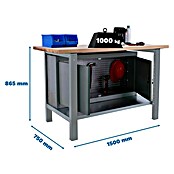 Simonrack Simonwork Werkbank BT6L PRO CABINET 1500 (L x B: 75 x 150 cm, Arbeitshöhe: 86,5 cm, Belastbarkeit: 1 000 kg, Grau/Holz) | BAUHAUS