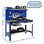 Simonrack Simonwork Werkbank (L x H: 61 x 144,5 cm, Breite: 151 cm, Traglast: 600 kg, Blau)