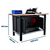 Simonrack Simonwork Werkbank BT6 PRO CABINET 1200 (L x B: 75 x 120 cm, Arbeitshöhe: 86,5 cm, Belastbarkeit: 1 300 kg, Schwarz/Holz) | BAUHAUS