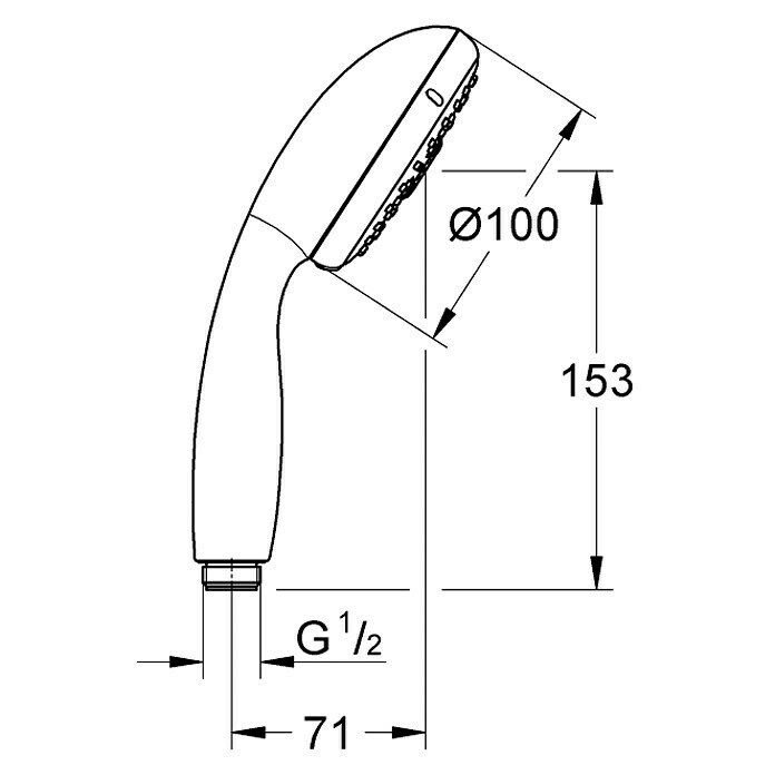 Grohe Handbrause Tempesta 100Anzahl Funktionen: 4 Stk., 7 l/min bei 3 bar, Chrom Front View