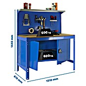 Simonrack Simonwork Banco de trabajo BT3 Cabinet (L x An: 61 x 121 cm, Altura de trabajo: 144,5 cm, Carga soportada: 750 kg, Azul) | BAUHAUS