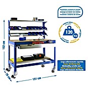 Simonrack Simonwork Banco de trabajo BT1 Box Mobile (L x Al: 76 x 144,5 cm, Ancho: 151 cm, Capacidad de carga: 280 kg, Azul)