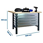 Simonrack Simonwork Banco de trabajo BT6L Box (L x An: 75 x 180 cm, Altura de trabajo: 86,5 cm, Carga soportada: 775 kg, Antracita) | BAUHAUS