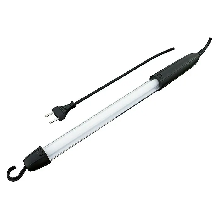 REV LED-Arbeitsleuchte - L x B x H: 4 x 4,2 x 48,8 cm, 400 lm, Lichtfarbe: Tageslichtweiß, Netzbetrieben, IP20 - Eine Stablampe mit Haken, mit einer schwarzen Kabel- und Steckerverbindung, ideal für Werkstatt und Hobby.