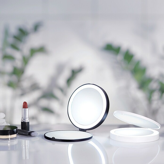 Smedbo Outline Cosmeticaspiegel Lite - Reisspiegel (Diameter: 12 cm, Rond, Zwart, Vergroting 1: 700 %) | BAUHAUS