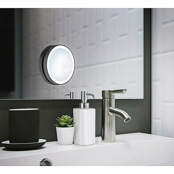 Smedbo Outline Cosmeticaspiegel Lite (Diameter: 12 cm, Rond, Zwart, Vergroting 1: 700 %) | BAUHAUS