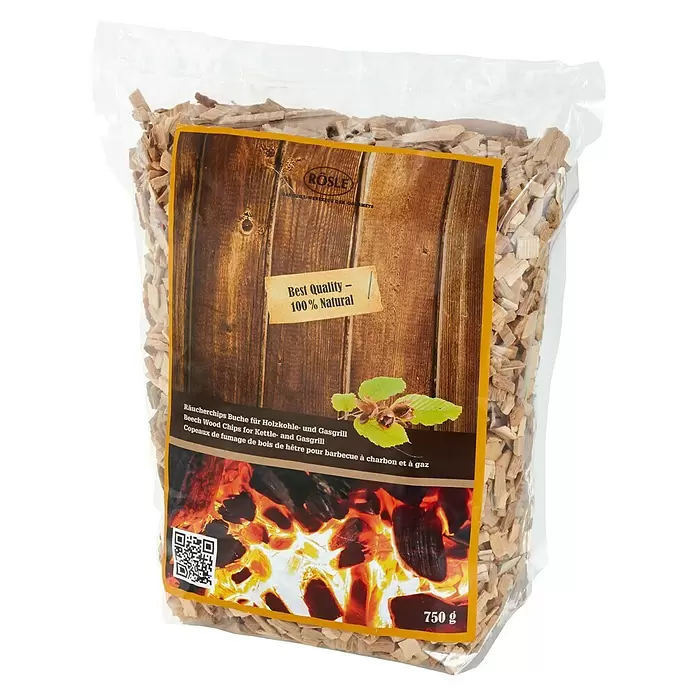 Rösle Räucherchips Buche - 750 g, Buchenholz - Rösle 750g Beutel Buchenholz-Räucherchips für Kugel- und Gasgrill, 100% Natur.