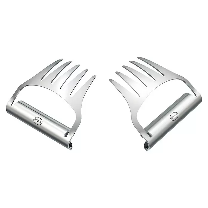 Rösle Grillbesteck Pulled-Pork-Gabeln - Länge: 11 cm, Edelstahl - Paar silberne Edelstahl-Fleischkrallen mit ergonomischen Griffen.