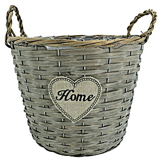 Pflanzkorb Home (Durchmesser: 28 cm, Holz, Grau)