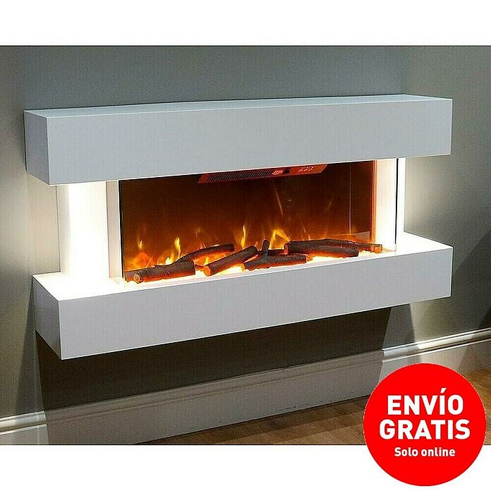 Focalpoint Chimenea eléctrica Ashford Wall Suite (Blanco, 1.000 W - 2.000 W, 26,5 x 122 x 60 cm) | BAUHAUS