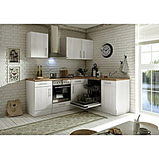 Respekta Premium Kutna kuhinja (Š x D: 220 x 172 cm, Bijele boje, S električnim uređajima)