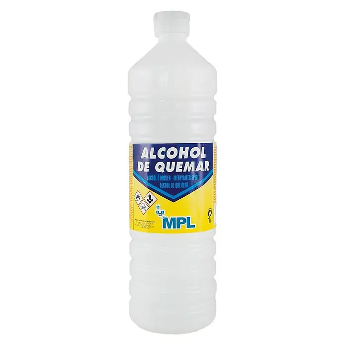 MPL Alcohol de quemar - 1 l - Una botella de alcohol de quemar, ideal para encender chimeneas y barbacoas en el hogar. ¡Atención, fácilmente inflamable!