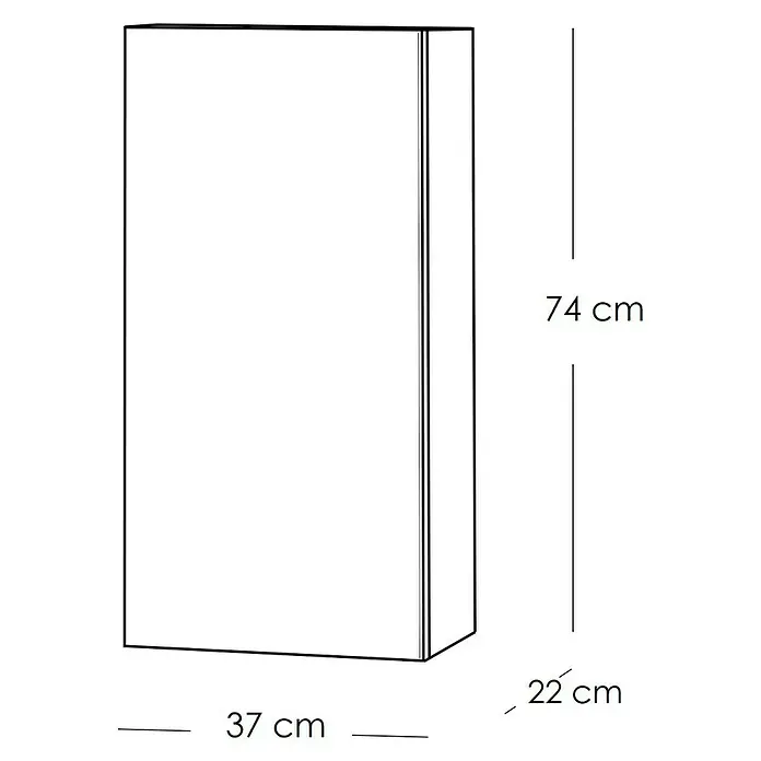Artysan Armario colgante de baño 1 puerta - L x An x Al: 22 x 37 x 74 cm, Nature - Imagen del producto de un armario rectangular con dimensiones de 74 cm de altura, 37 cm de ancho y 22 cm de profundidad.